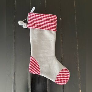 Gray with Red and White Accents Knit Holiday Stocking